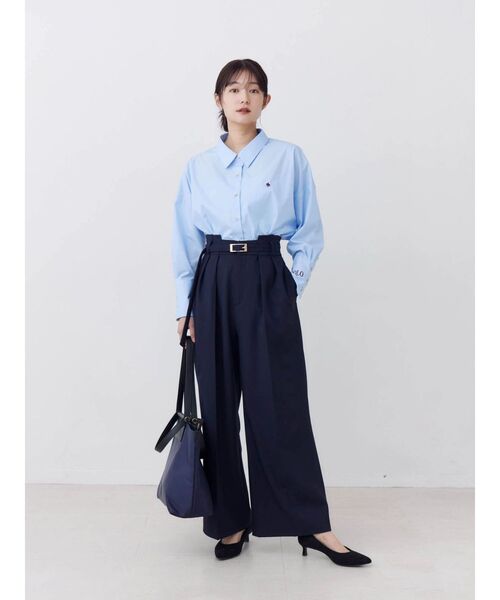 TONAL(トーナル)の「ハイウエストタックワイドパンツ(スラックス・レディース・グレー/ネイビー/ブラウン・MEDIUM/SMALL)」の14枚目の写真