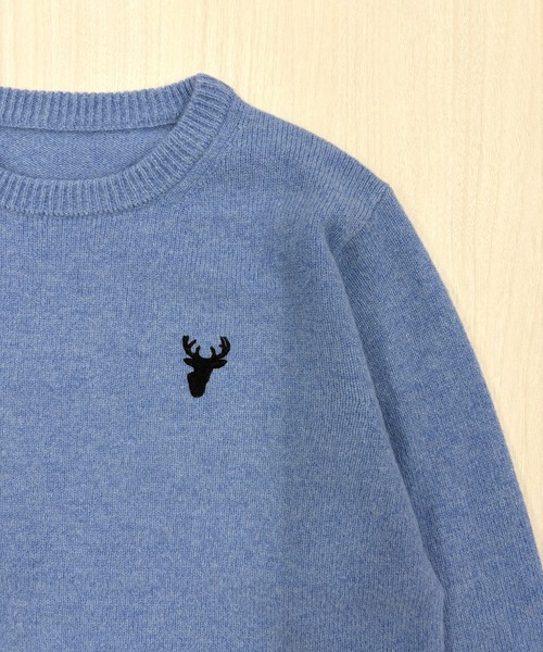 Belta attrice(ベルタアトリーチェ)の「ウール100 クルーネック トナカイ ワンポイント刺繍 ニットプルオーバー/Sustinable(ニット/セーター・レディース・ライトグレー/ライトブルー/ベージュ/ブラウン/イエロー・FREE)」の6枚目の写真