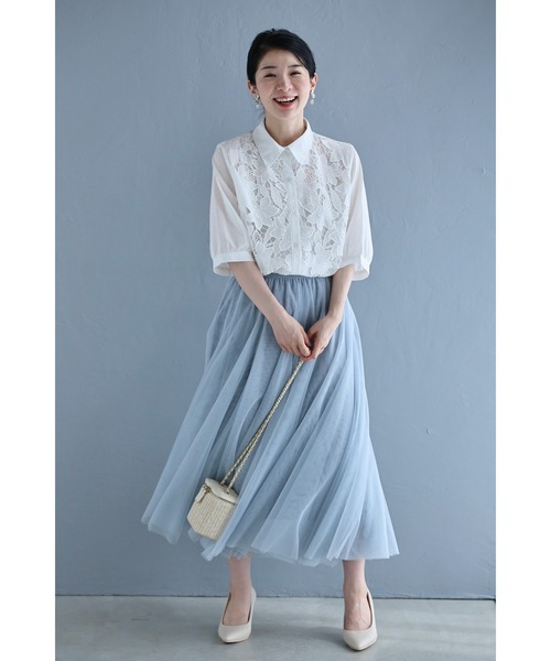 cawaii(カワイイ)の「気品に満ちる百合レースシャツトップス(シャツ/ブラウス・レディース・ホワイト・FREE)」の3枚目の写真