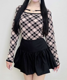 【WEB限定】パールビット付チェックニット