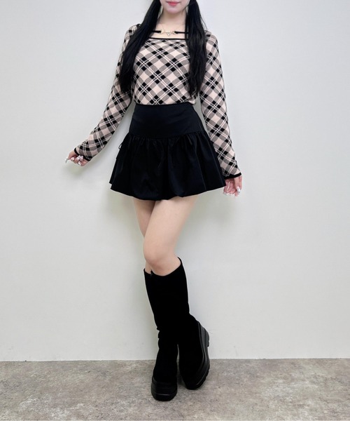 INGNI（イング）の「【WEB限定】パールビット付チェックニット（ニット/セーター・レディース・ベージュ系2/ピンク系2/ブラック×ホワイト・M）」の10枚目の写真