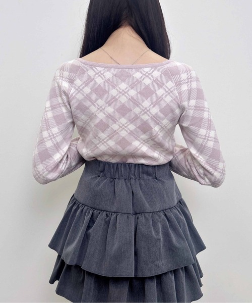INGNI（イング）の「【WEB限定】パールビット付チェックニット（ニット/セーター・レディース・ベージュ系2/ピンク系2/ブラック×ホワイト・M）」の20枚目の写真