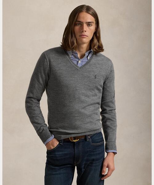 POLO RALPH LAUREN(ポロ ラルフ ローレン)の「ウォッシャブル ウール Vネック セーター(ニット/セーター・メンズ・グレー系・S/M/L/XS)」の1枚目の写真