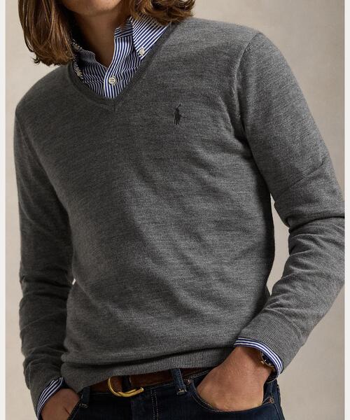 POLO RALPH LAUREN(ポロ ラルフ ローレン)の「ウォッシャブル ウール Vネック セーター(ニット/セーター・メンズ・グレー系・S/M/L/XS)」の5枚目の写真