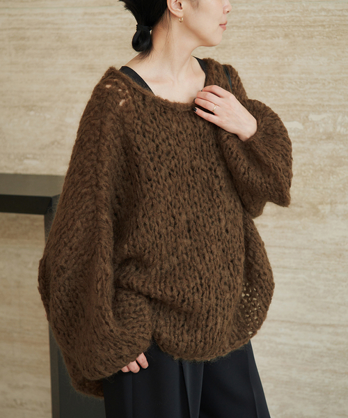 plage(プラージュ)の「《追加》HAND KNIT ジャンボタム プルオーバー(ニット/セーター・レディース・アイボリー/レッド/ブラウン/サックスブルー・FREE)」の2枚目の写真