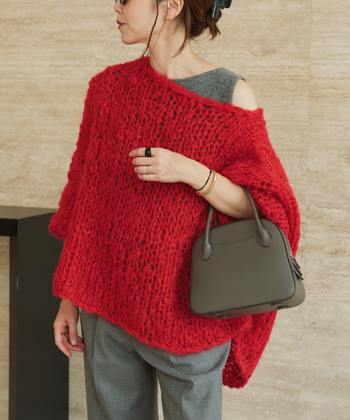 plage(プラージュ)の「《追加》HAND KNIT ジャンボタム プルオーバー(ニット/セーター・レディース・アイボリー/レッド/ブラウン/サックスブルー・FREE)」の4枚目の写真