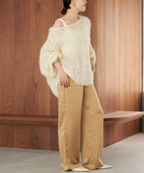 plage(プラージュ)の「《追加》HAND KNIT ジャンボタム プルオーバー(ニット/セーター・レディース・アイボリー/レッド/ブラウン/サックスブルー・FREE)」の7枚目の写真