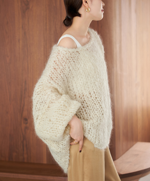 plage(プラージュ)の「《追加》HAND KNIT ジャンボタム プルオーバー(ニット/セーター・レディース・アイボリー/レッド/ブラウン/サックスブルー・FREE)」の11枚目の写真