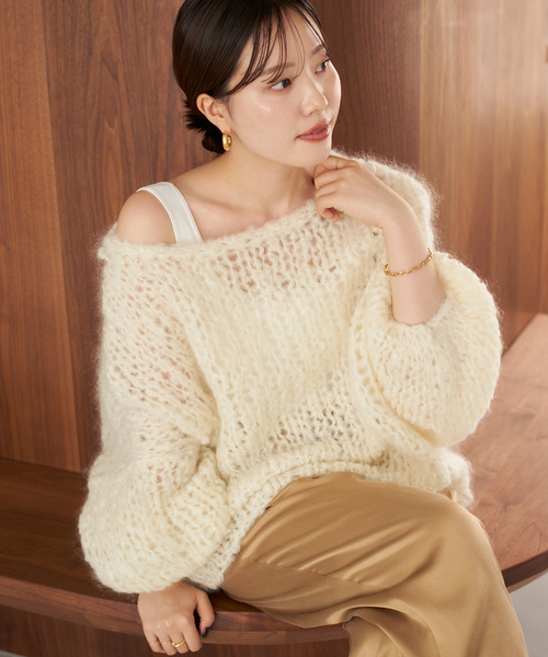 plage(プラージュ)の「《追加》HAND KNIT ジャンボタム プルオーバー(ニット/セーター・レディース・アイボリー/レッド/ブラウン/サックスブルー・FREE)」の14枚目の写真