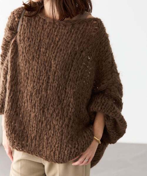 plage(プラージュ)の「《追加》HAND KNIT ジャンボタム プルオーバー(ニット/セーター・レディース・アイボリー/レッド/ブラウン/サックスブルー・FREE)」の12枚目の写真