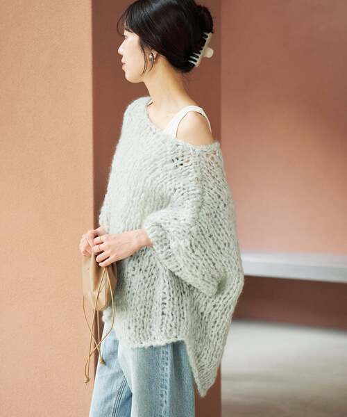 plage(プラージュ)の「《追加》HAND KNIT ジャンボタム プルオーバー(ニット/セーター・レディース・アイボリー/レッド/ブラウン/サックスブルー・FREE)」の19枚目の写真