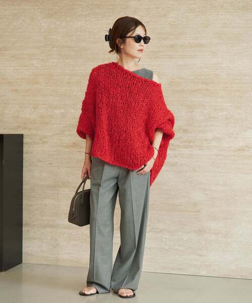plage(プラージュ)の「《追加》HAND KNIT ジャンボタム プルオーバー(ニット/セーター・レディース・アイボリー/レッド/ブラウン/サックスブルー・FREE)」の22枚目の写真