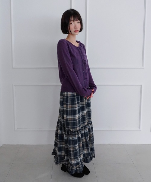 by muni:r(バイ ムニール)の「ヘイズフリルニットカーディガン/2026 AW COLLECTION(ニット/セーター・レディース・チャコール/アイボリー/パープル・FREE)」の18枚目の写真