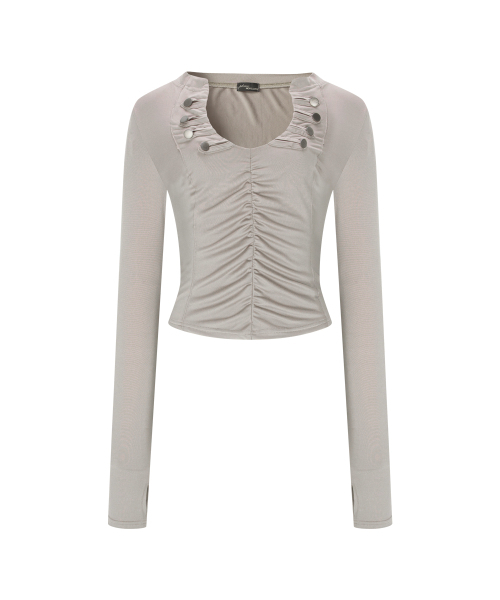 PLEASENOFOLLOW(プリーズノーフォロー)の「Ruby Long Sleeve Top (Mocha Beige)(Tシャツ/カットソー・レディース・その他・FREE)」の2枚目の写真