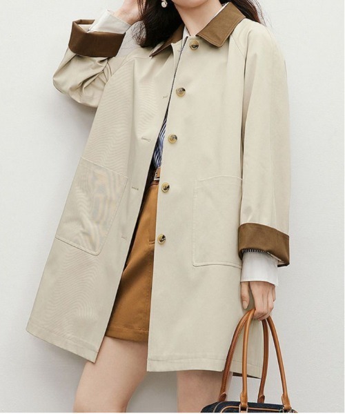 &soiree(アンドソワレ)の「ツートンカラーミドル丈トレンチコート(トレンチコート・レディース・ベージュ・SMALL/MEDIUM/LARGE/X-LARGE)」の2枚目の写真