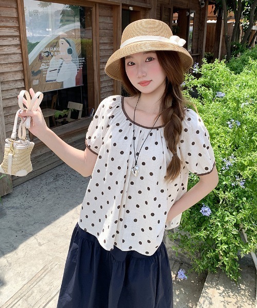 FAVORITO(ファヴォリート)の「ドット柄ブラウス(シャツ/ブラウス・レディース・ブラック/ブラウン・S/M/L)」の8枚目の写真