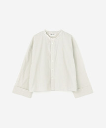 Gymphlex | コットンチェック バンドカラーシャツ ECRU WOMEN
