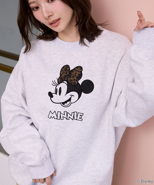PUBLUX(パブリュクス)の「PUBLUX/パブリュクス Minnie Mouse/ミニーマウス/ レオパード柄 ドッキング スウェット 限定展開(スウェット・レディース・ブラウン/チャコールグレー/ライトグレー・フリ-)」の5枚目の写真