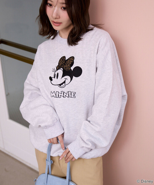 PUBLUX(パブリュクス)の「PUBLUX/パブリュクス Minnie Mouse/ミニーマウス/ レオパード柄 ドッキング スウェット 限定展開(スウェット・レディース・ブラウン/チャコールグレー/ライトグレー・フリ-)」の7枚目の写真