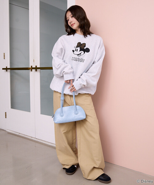 PUBLUX(パブリュクス)の「PUBLUX/パブリュクス Minnie Mouse/ミニーマウス/ レオパード柄 ドッキング スウェット 限定展開(スウェット・レディース・ブラウン/チャコールグレー/ライトグレー・フリ-)」の8枚目の写真
