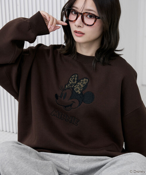 PUBLUX(パブリュクス)の「PUBLUX/パブリュクス Minnie Mouse/ミニーマウス/ レオパード柄 ドッキング スウェット 限定展開(スウェット・レディース・ブラウン/チャコールグレー/ライトグレー・フリ-)」の12枚目の写真