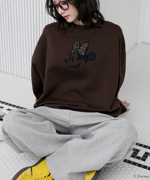 PUBLUX(パブリュクス)の「PUBLUX/パブリュクス Minnie Mouse/ミニーマウス/ レオパード柄 ドッキング スウェット 限定展開(スウェット・レディース・ブラウン/チャコールグレー/ライトグレー・フリ-)」の13枚目の写真