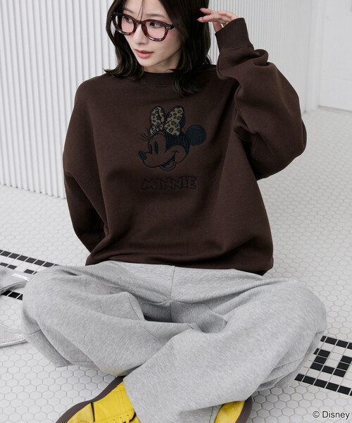 PUBLUX(パブリュクス)の「PUBLUX/パブリュクス Minnie Mouse/ミニーマウス/ レオパード柄 ドッキング スウェット 限定展開(スウェット・レディース・ブラウン/チャコールグレー/ライトグレー・フリ-)」の15枚目の写真