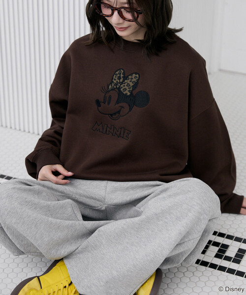 PUBLUX(パブリュクス)の「PUBLUX/パブリュクス Minnie Mouse/ミニーマウス/ レオパード柄 ドッキング スウェット 限定展開(スウェット・レディース・ブラウン/チャコールグレー/ライトグレー・フリ-)」の18枚目の写真