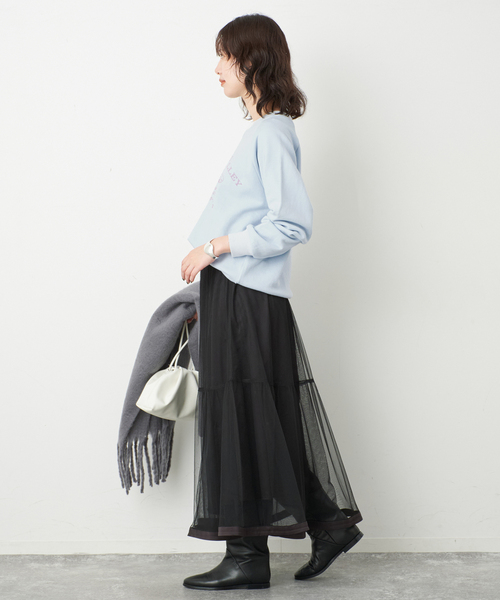 SLOBE IENA(スローブイエナ)の「BOOK CLUB/ブッククラブ SLOBE別注 CAR SWEAT 【洗濯機使用可能】(スウェット・レディース・アイボリー/スカイブルー・FREE)」の5枚目の写真