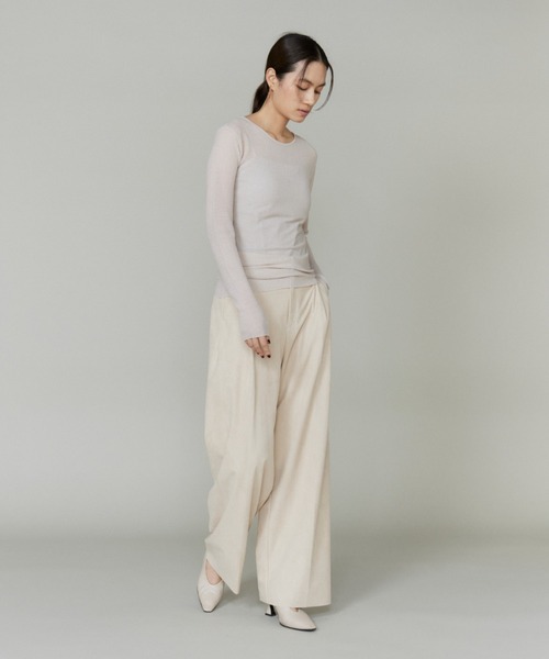 la veille by SUPERIOR CLOSET(ラベイユバイスーペリアクローゼット)の「シアーギャザープルオーバー(ニット/セーター・レディース・ブラック/グレイッシュベージュ・9号)」の9枚目の写真
