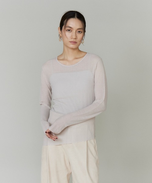 la veille by SUPERIOR CLOSET(ラベイユバイスーペリアクローゼット)の「シアーギャザープルオーバー(ニット/セーター・レディース・ブラック/グレイッシュベージュ・9号)」の11枚目の写真