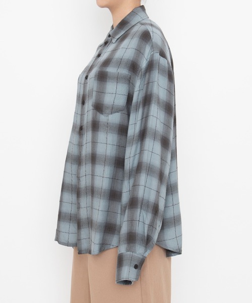 PUNYUS(プニュズ)の「【NEW SIZE】オンブレチェックシャツ(ビジネスシャツ・レディース・ピンク/サックスブルー/ブラック・5/3/4/2/1)」の12枚目の写真
