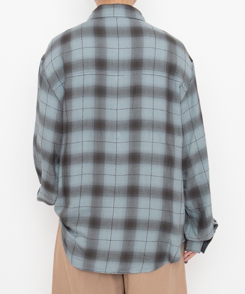 PUNYUS(プニュズ)の「【NEW SIZE】オンブレチェックシャツ(ビジネスシャツ・レディース・ピンク/サックスブルー/ブラック・5/3/4/2/1)」の13枚目の写真
