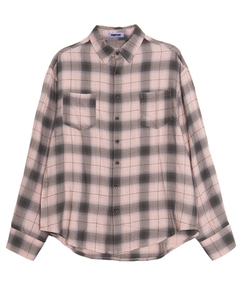 PUNYUS(プニュズ)の「【NEW SIZE】オンブレチェックシャツ(ビジネスシャツ・レディース・ピンク/サックスブルー/ブラック・5/3/4/2/1)」の21枚目の写真