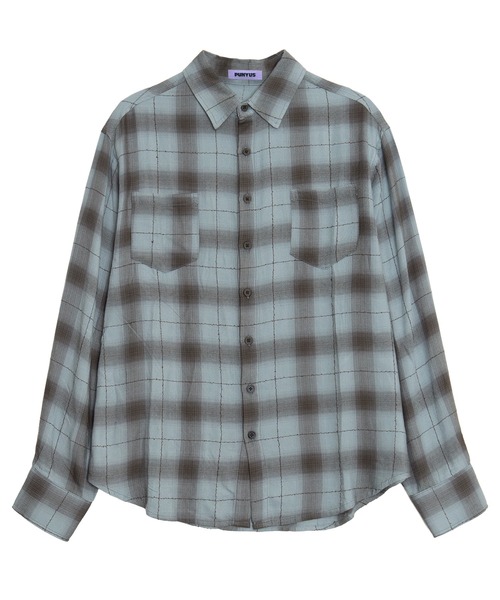 PUNYUS(プニュズ)の「【NEW SIZE】オンブレチェックシャツ(ビジネスシャツ・レディース・ピンク/サックスブルー/ブラック・5/3/4/2/1)」の22枚目の写真