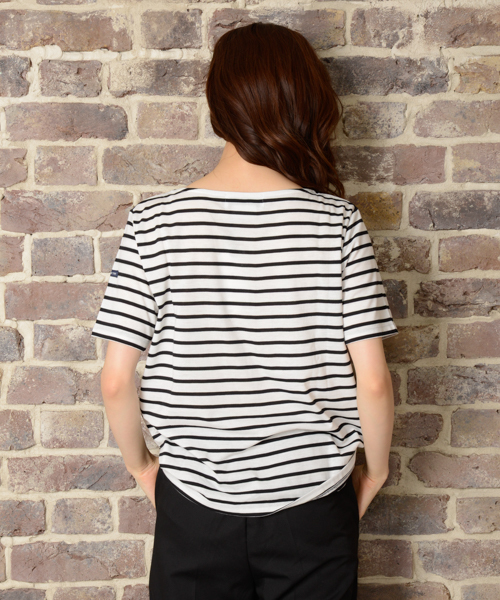 CIAOPANIC TYPY（チャオパニックティピー）の「【WEB限定】【さらさらUV】ボーダーボートネックTシャツ（Tシャツ/カットソー・レディース・オフホワイト/キャメル/ブラック・FREE）」の5枚目の写真