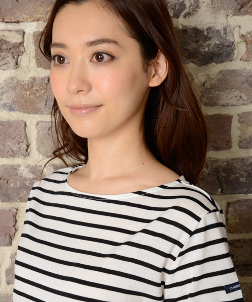 CIAOPANIC TYPY（チャオパニックティピー）の「【WEB限定】【さらさらUV】ボーダーボートネックTシャツ（Tシャツ/カットソー・レディース・オフホワイト/キャメル/ブラック・FREE）」の6枚目の写真