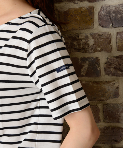 CIAOPANIC TYPY（チャオパニックティピー）の「【WEB限定】【さらさらUV】ボーダーボートネックTシャツ（Tシャツ/カットソー・レディース・オフホワイト/キャメル/ブラック・FREE）」の7枚目の写真