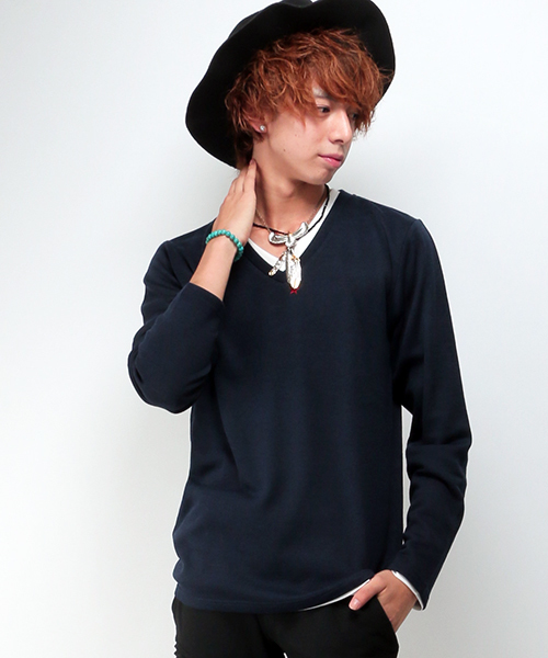 VENCEEXCHANGE(ヴァンスエクスチェンジ)の「シルフポイントVネックアンサンブル (ニット/セーター・メンズ・ネイビー/ブラック/グレー/ブラウン・SMALL/MEDIUM/LARGE)」の4枚目の写真