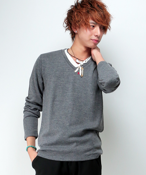 VENCEEXCHANGE(ヴァンスエクスチェンジ)の「シルフポイントVネックアンサンブル (ニット/セーター・メンズ・ネイビー/ブラック/グレー/ブラウン・SMALL/MEDIUM/LARGE)」の2枚目の写真