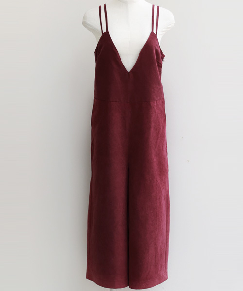 REAL CUBE(リアルキューブ)の「REAL CUBE ピーチスエードキャミオールインワン(つなぎ/オールインワン・レディース・ネイビー/テラコッタ/キャメル/ボルドー/カーキ・38)」の10枚目の写真