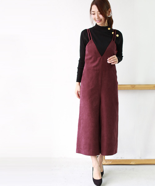 REAL CUBE(リアルキューブ)の「REAL CUBE ピーチスエードキャミオールインワン(つなぎ/オールインワン・レディース・ネイビー/テラコッタ/キャメル/ボルドー/カーキ・38)」の17枚目の写真