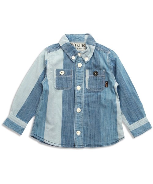 F.O.KIDS(エフオーキッズ)の「インディゴシャツ(シャツ/ブラウス・キッズ・チェック/その他/ドット/サックスブルー/レインボー/ストライプ・80/110/130/90/95/140/100/120)」の3枚目の写真