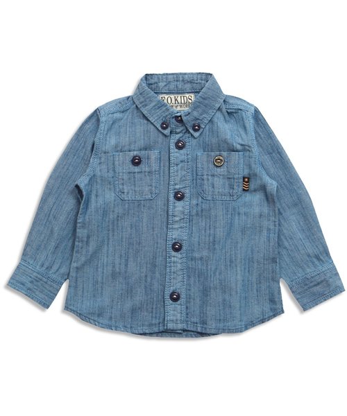 F.O.KIDS(エフオーキッズ)の「インディゴシャツ(シャツ/ブラウス・キッズ・チェック/その他/ドット/サックスブルー/レインボー/ストライプ・80/110/130/90/95/140/100/120)」の2枚目の写真