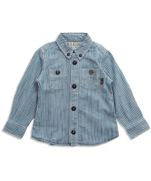 F.O.KIDS(エフオーキッズ)の「インディゴシャツ(シャツ/ブラウス・キッズ・チェック/その他/ドット/サックスブルー/レインボー/ストライプ・80/110/130/90/95/140/100/120)」の1枚目の写真