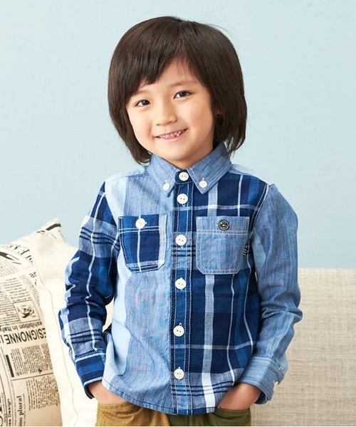 F.O.KIDS(エフオーキッズ)の「インディゴシャツ(シャツ/ブラウス・キッズ・チェック/その他/ドット/サックスブルー/レインボー/ストライプ・80/110/130/90/95/140/100/120)」の4枚目の写真