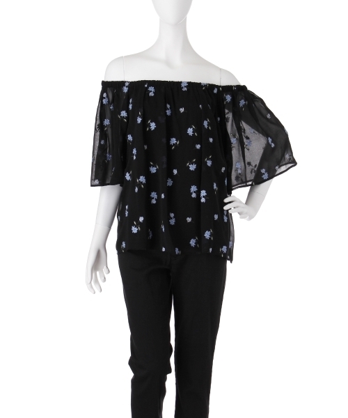 LAGUNAMOON（ラグナムーン）の「エンブロイダリーフレアーブラウス（シャツ/ブラウス・レディース・ベージュ/ブラック・FREE）」の6枚目の写真