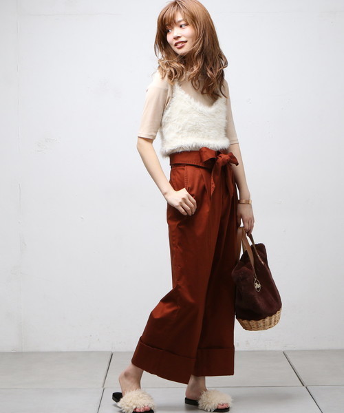 natural couture（ナチュラルクチュール）の「モンスターシャギービスチェ（ニット/セーター・レディース・アイボリー/ブラック/グリーン/プラム・FREE）」の16枚目の写真