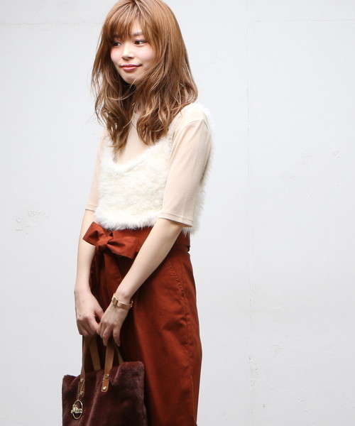 natural couture（ナチュラルクチュール）の「モンスターシャギービスチェ（ニット/セーター・レディース・アイボリー/ブラック/グリーン/プラム・FREE）」の17枚目の写真