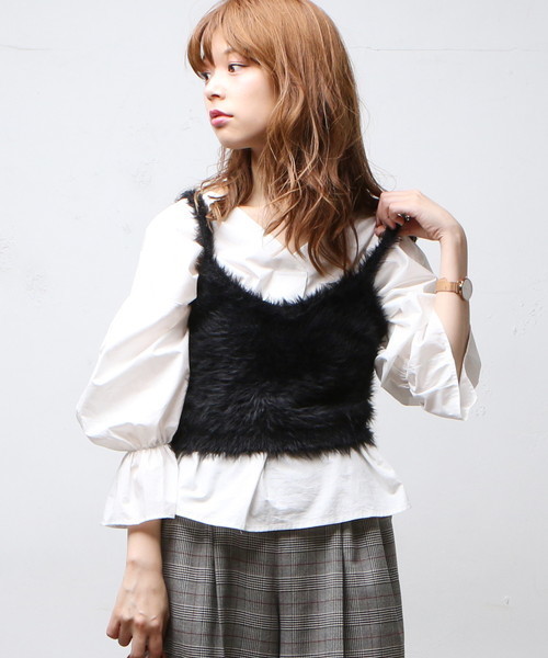 natural couture（ナチュラルクチュール）の「モンスターシャギービスチェ（ニット/セーター・レディース・アイボリー/ブラック/グリーン/プラム・FREE）」の20枚目の写真